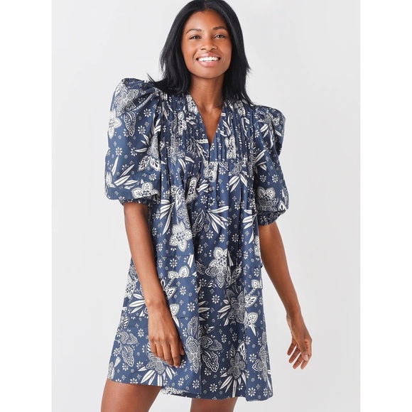 HUNTER BELL Dresses & Skirts - HUNTER BELL jerkins printed floral tunic dress mini L boho cotton beautiful